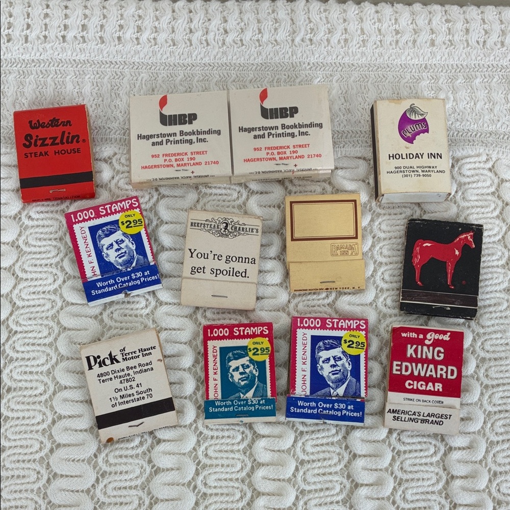 Vintage Matchbook Collection Used/Unused Kennedy 80s Matches